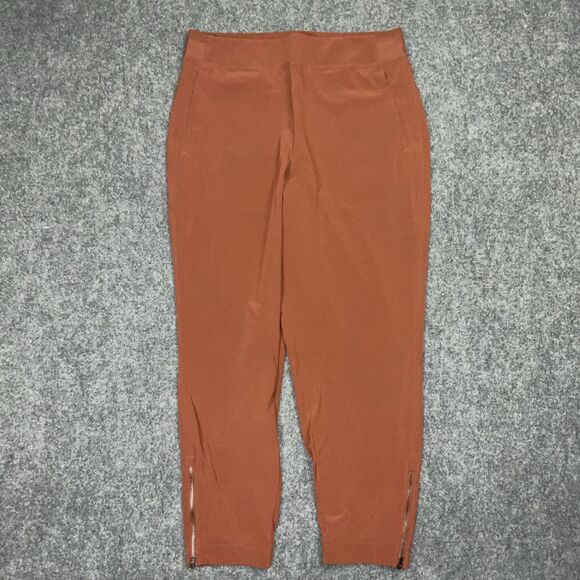 Athleta Pants Womens Size 12 Burnt Orange Rust Zipper Ankle Jogger Active Lounge - Picture 1 of 12